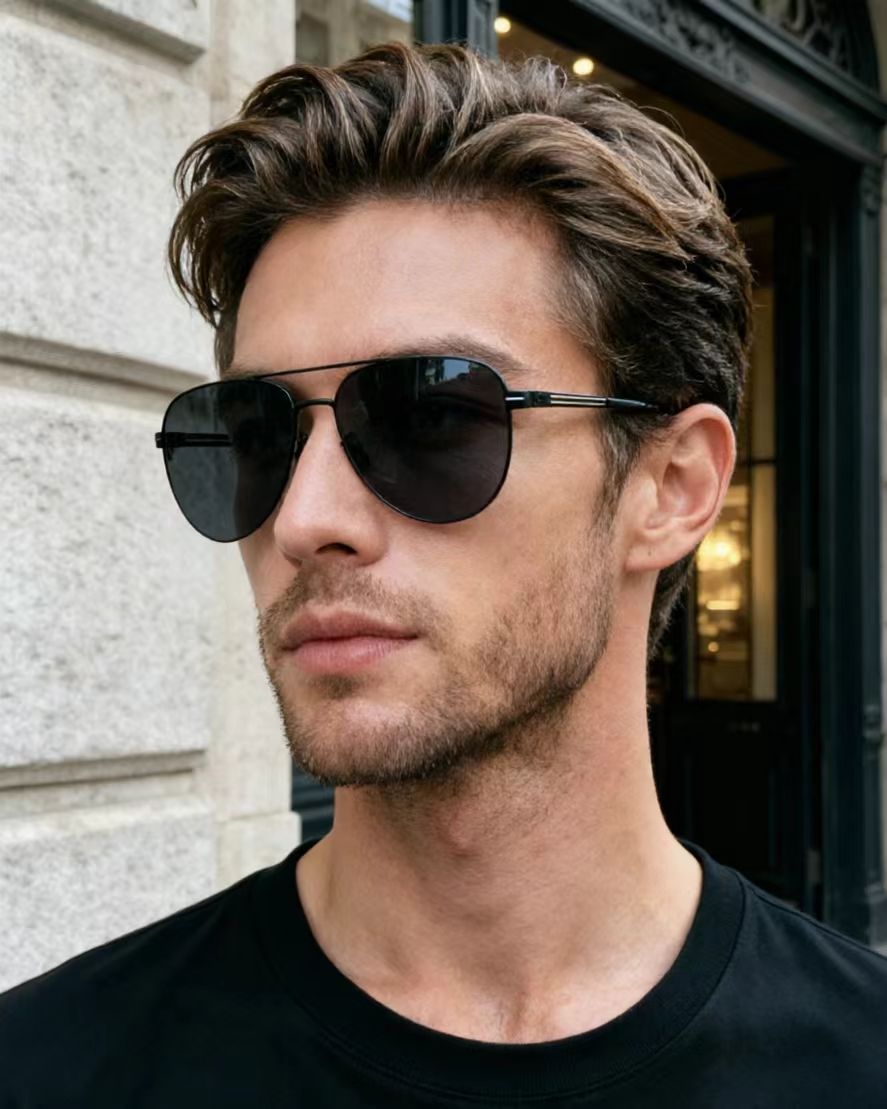 Gucci Matte Black Thin Metal Aviator Sunglasses UV400 Polarized Shades Unisex